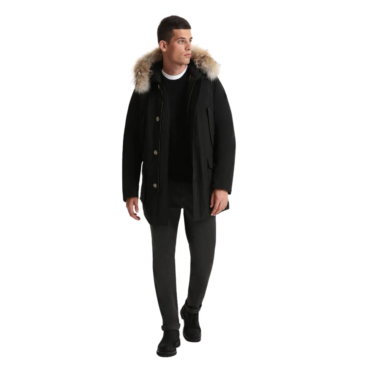 Giubbino Woolrich Arctic Detachable Fur Parka Nero