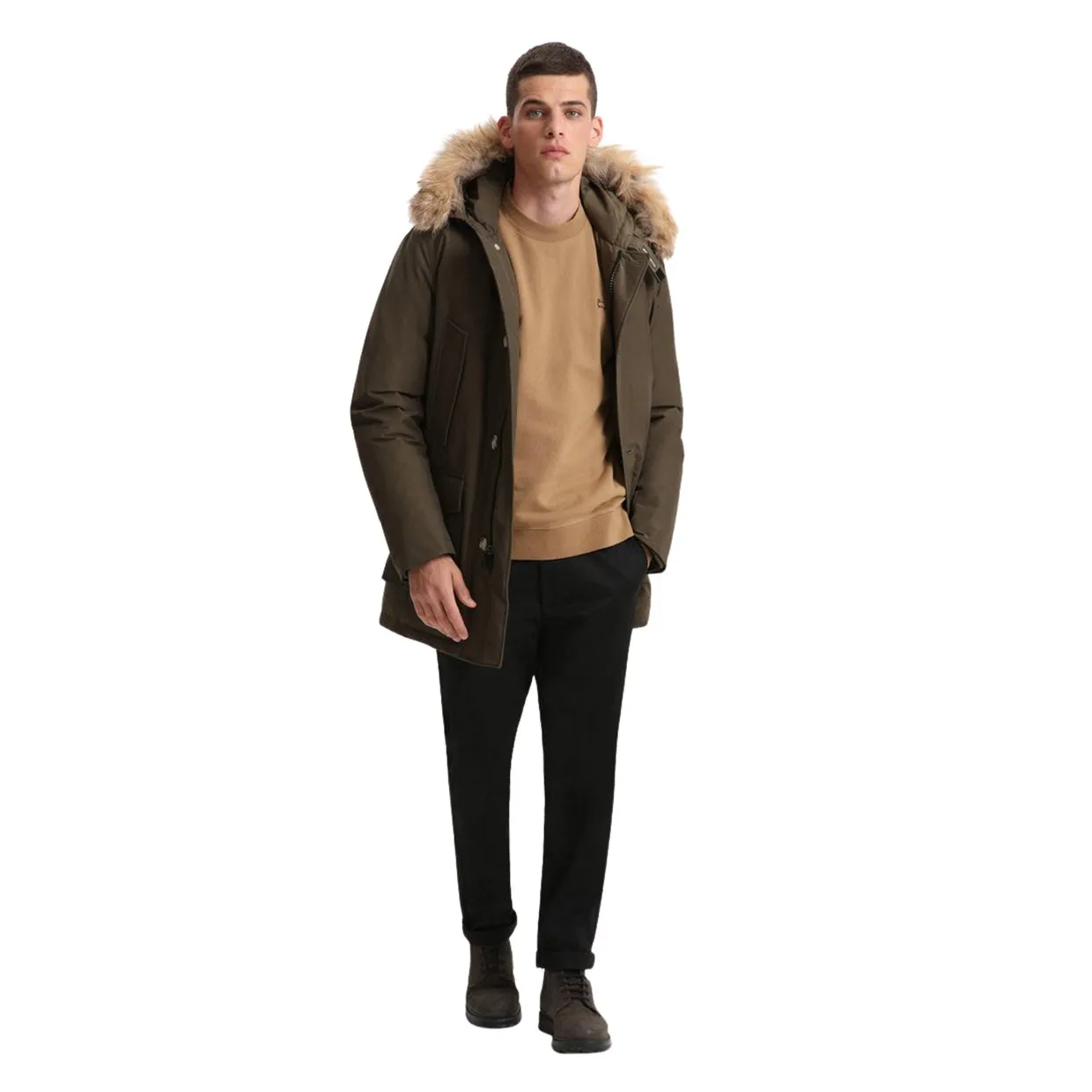 Giubbino Woolrich Arctic Detachable Fur Parka Verde Militare