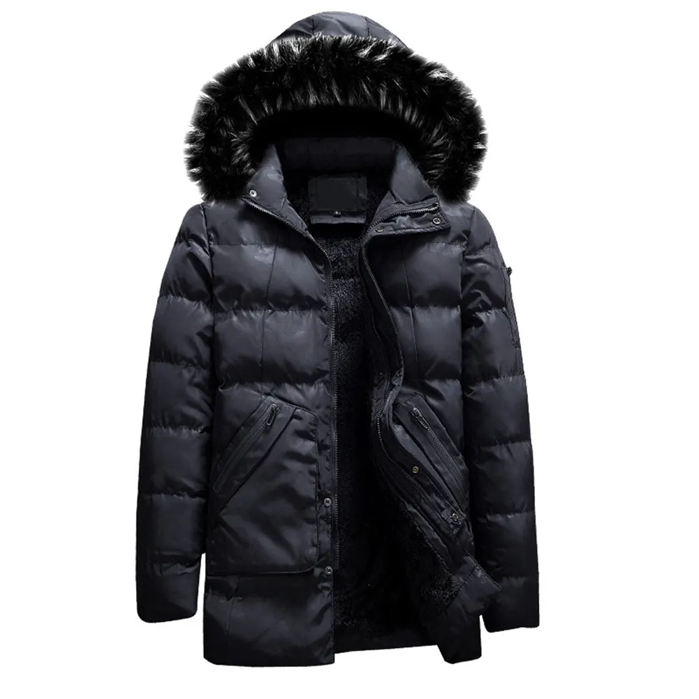 Hood Removable Faux Fur Coat Black