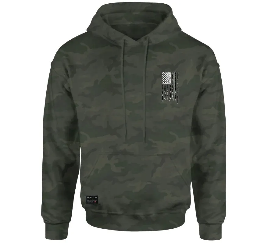 'Howitzer' Men's Pledge Flag Hoodie - Military Green Camo