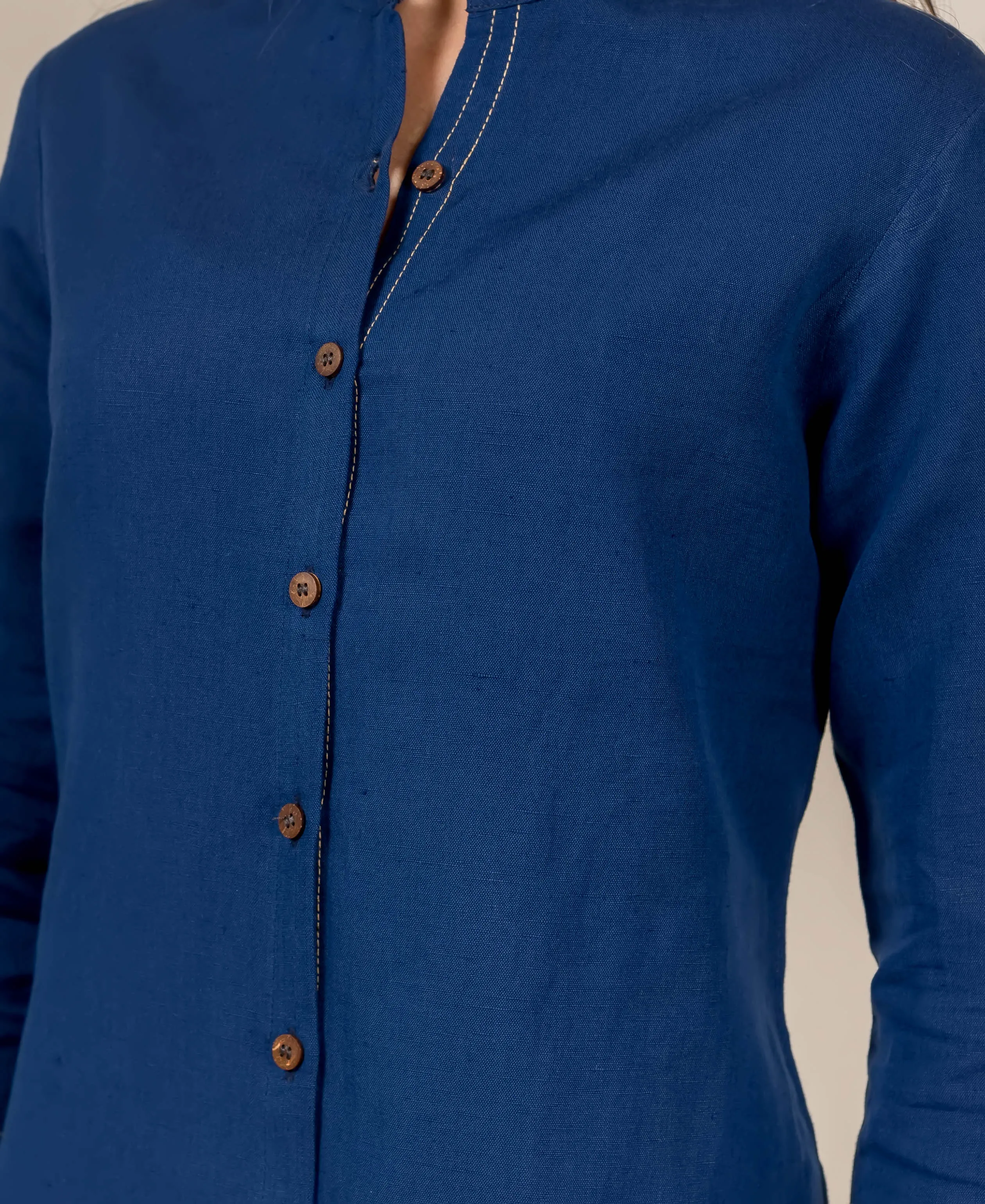 Indigo Linen Button down Shirt