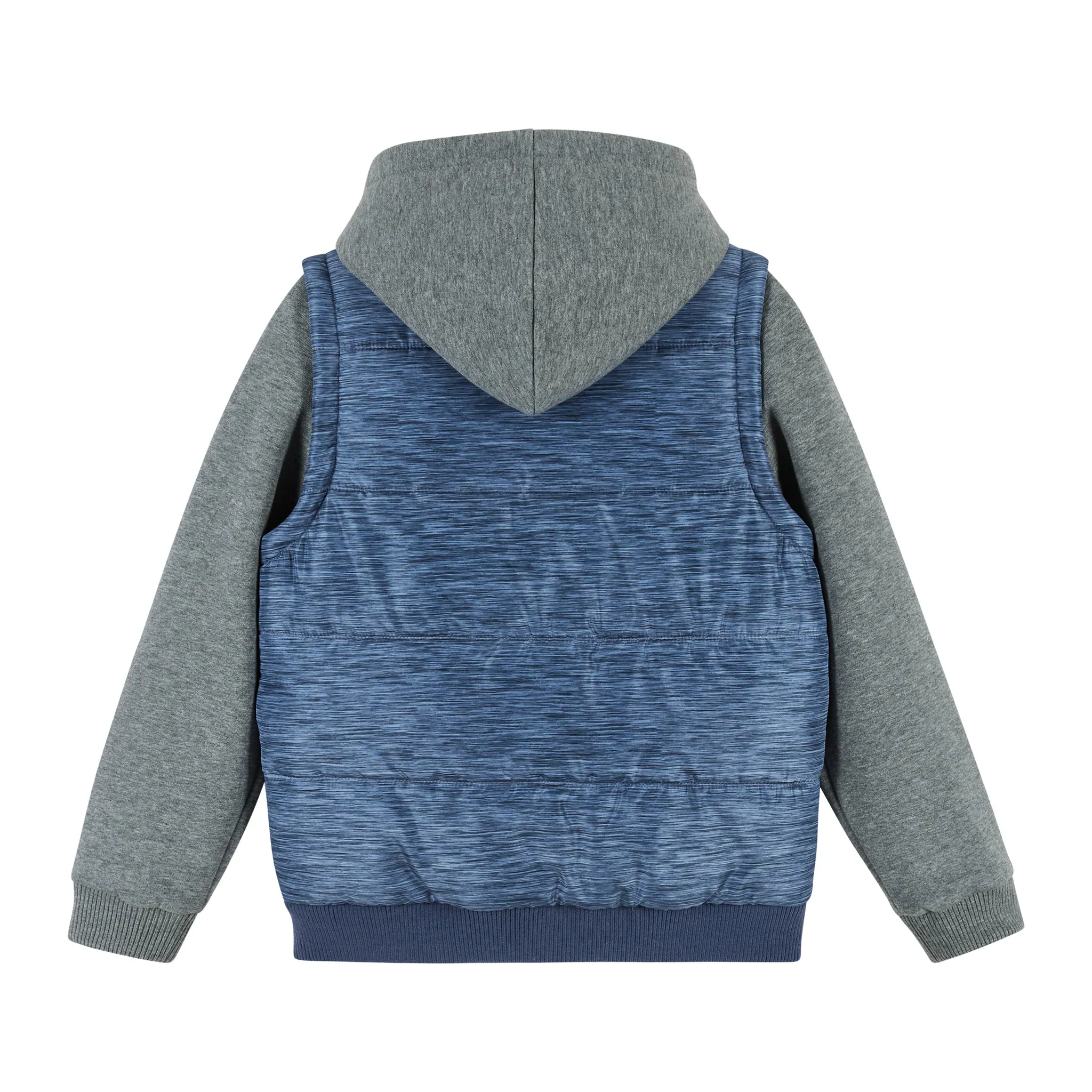 Infant Textured Blue & Grey Hoodie/Vest Combo  | Blue