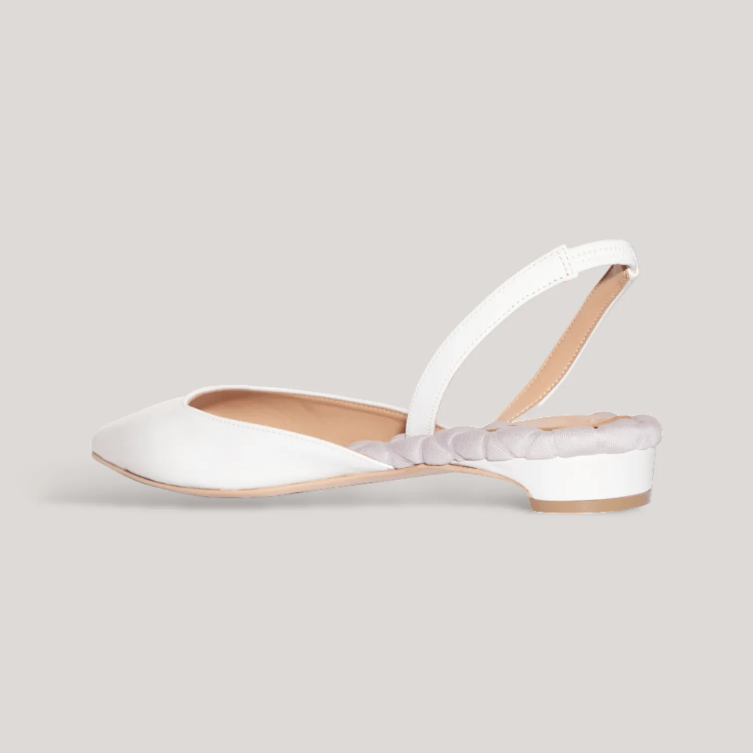 JACKIE | Ivory Vegan Patent - Slingback Flats