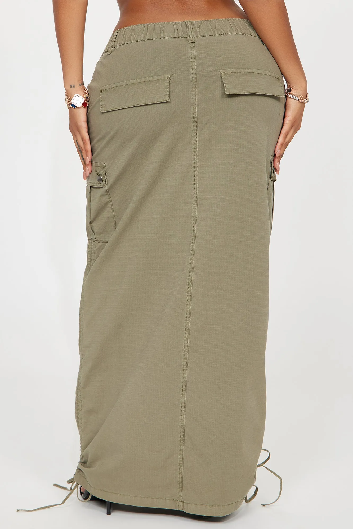 Jaylene Ripstop Cargo Maxi Skirt - Olive