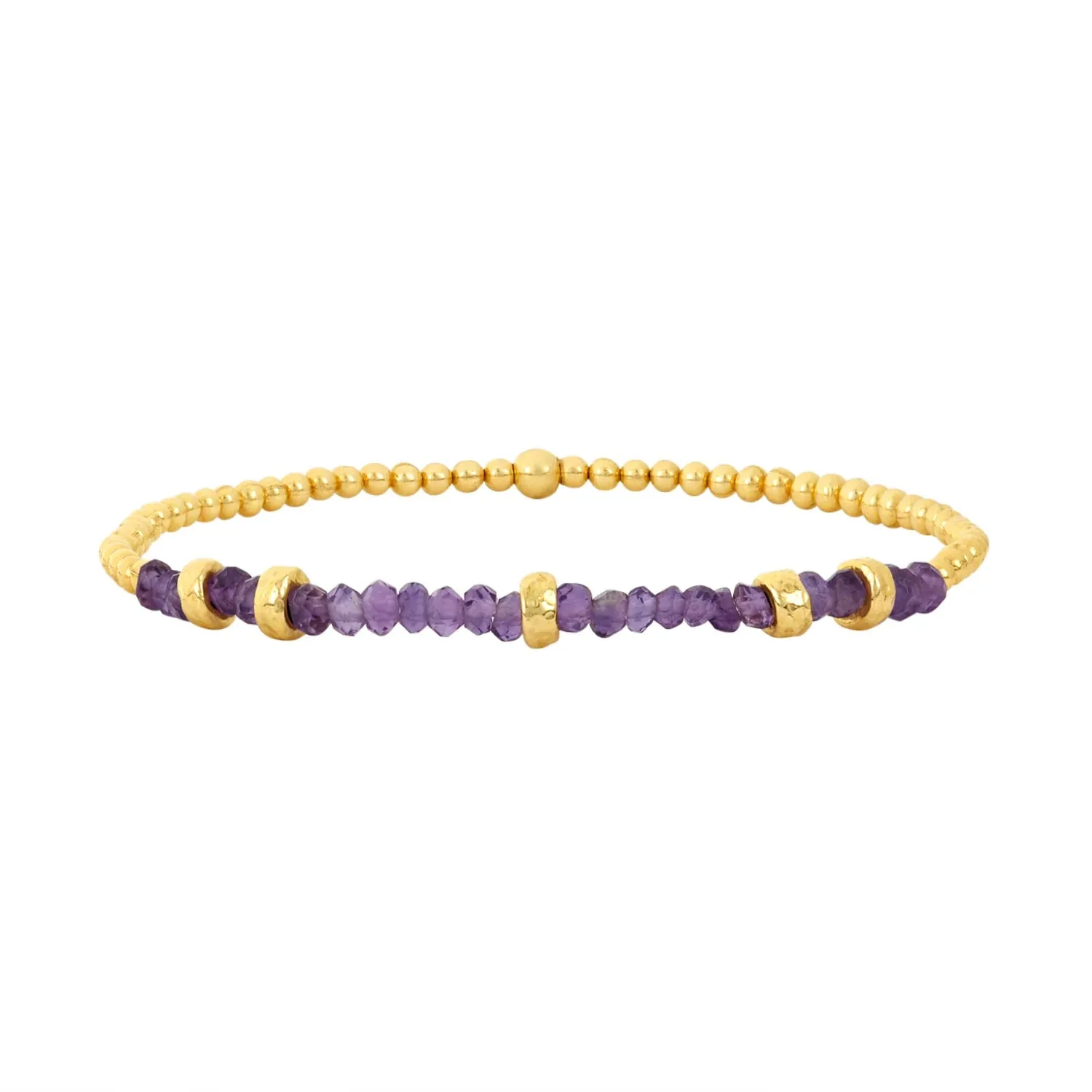 Karen Lazar  - 2mm Yellow Gold Filled Bracelet with Amethyst