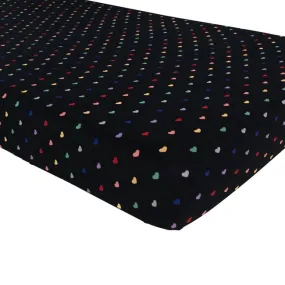 Kyte Baby Printed Crib Sheet in Midnight Rainbow Heart