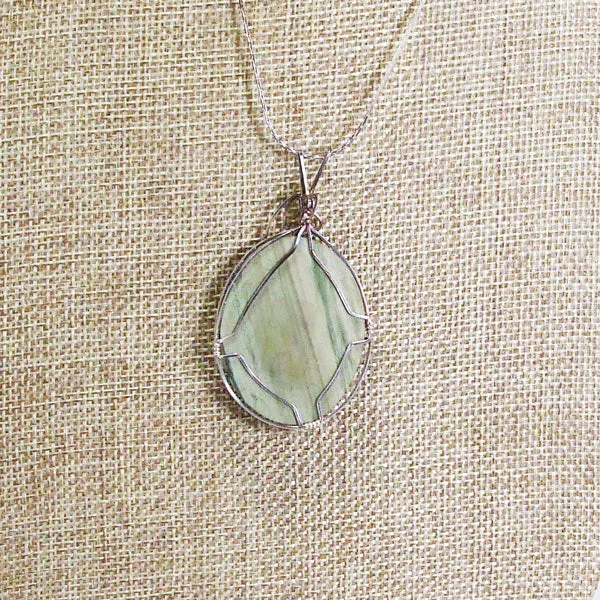 Lacole Wire Wrap Cabochon Pendant Necklace