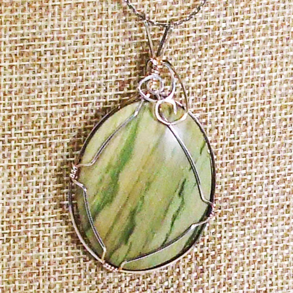 Lacole Wire Wrap Cabochon Pendant Necklace