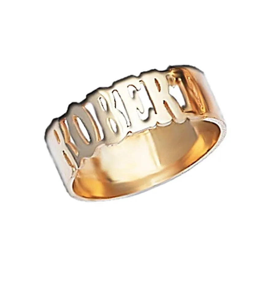 Large Gold Band Name Ring