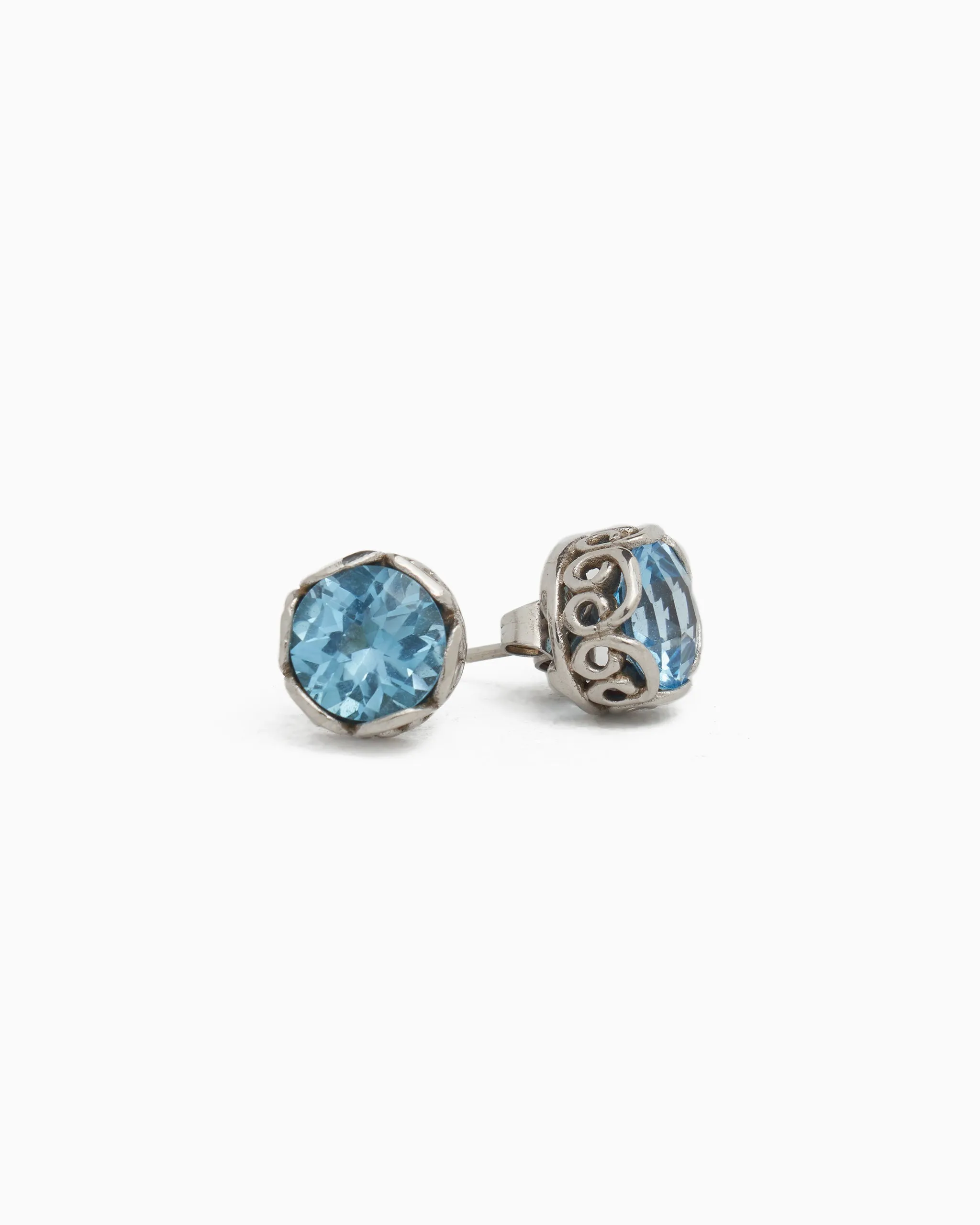 Large Princess Petroglyph Stone Studs - Hampton Blue Topaz