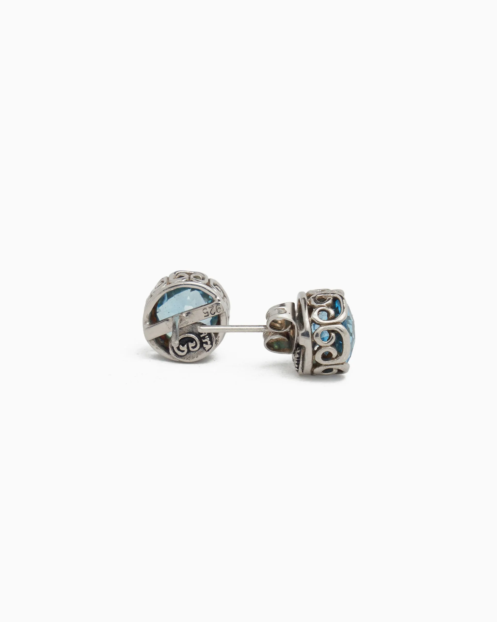 Large Princess Petroglyph Stone Studs - Hampton Blue Topaz