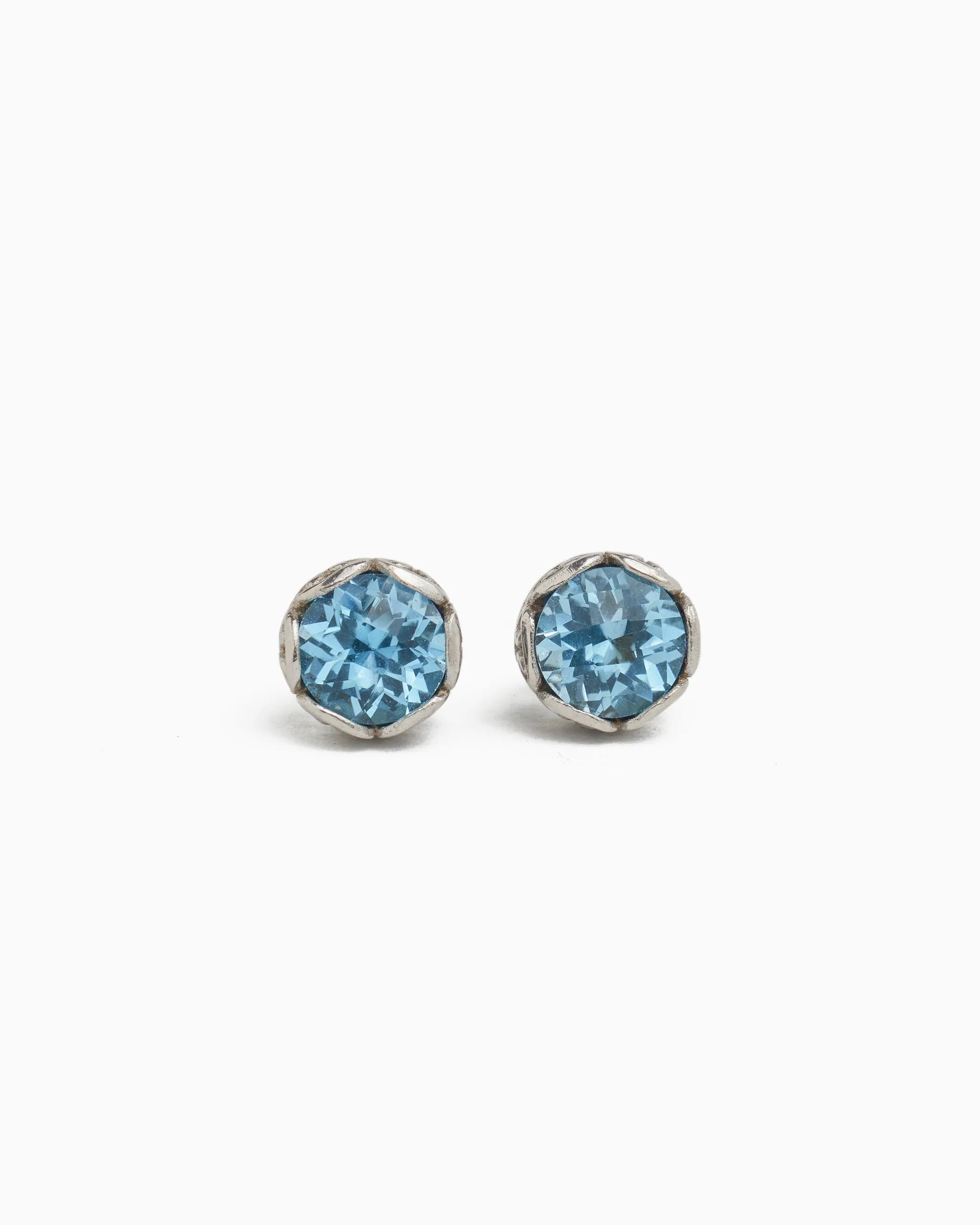 Large Princess Petroglyph Stone Studs - Hampton Blue Topaz