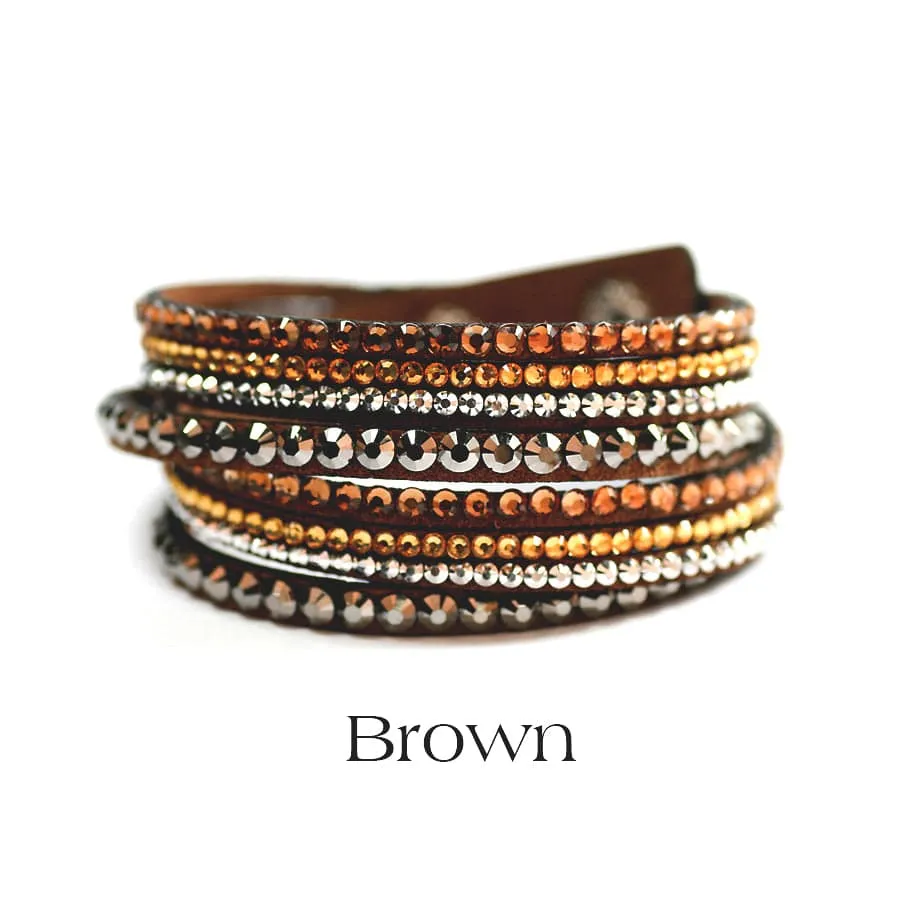 Leatherette Wrap Bracelet with Crystals