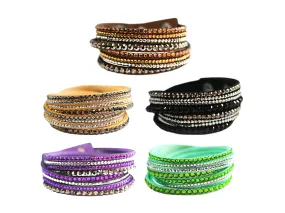 Leatherette Wrap Bracelet with Crystals