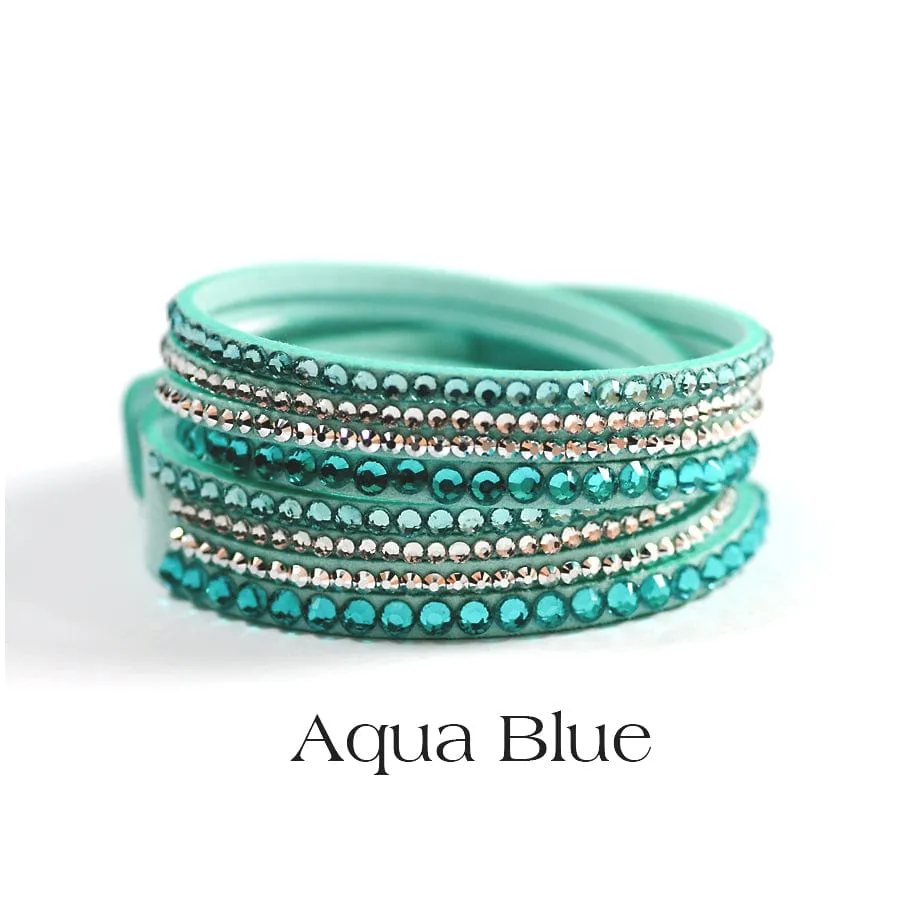 Leatherette Wrap Bracelet with Crystals