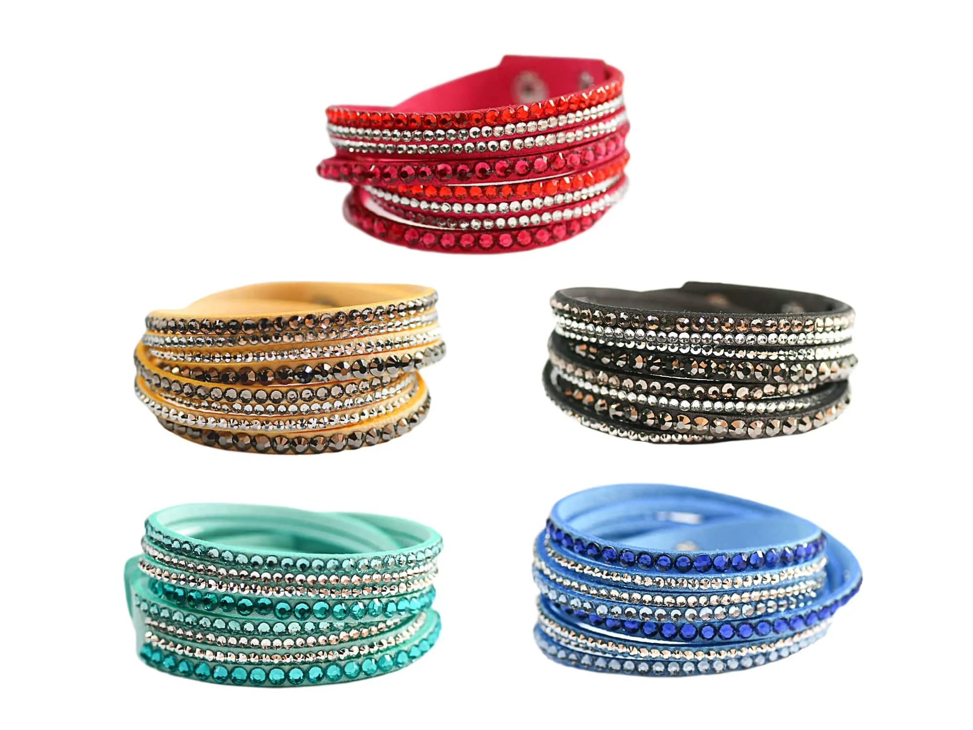 Leatherette Wrap Bracelet with Crystals