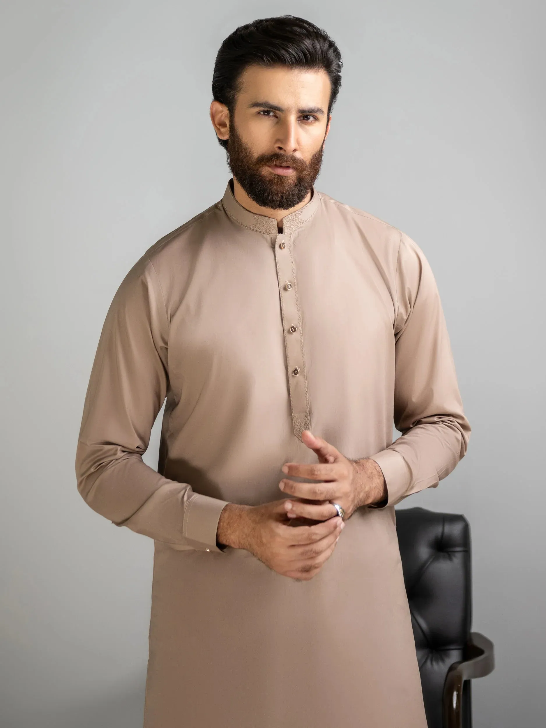 Limelight Mens Light Brown Cotton Kurta Shalwar