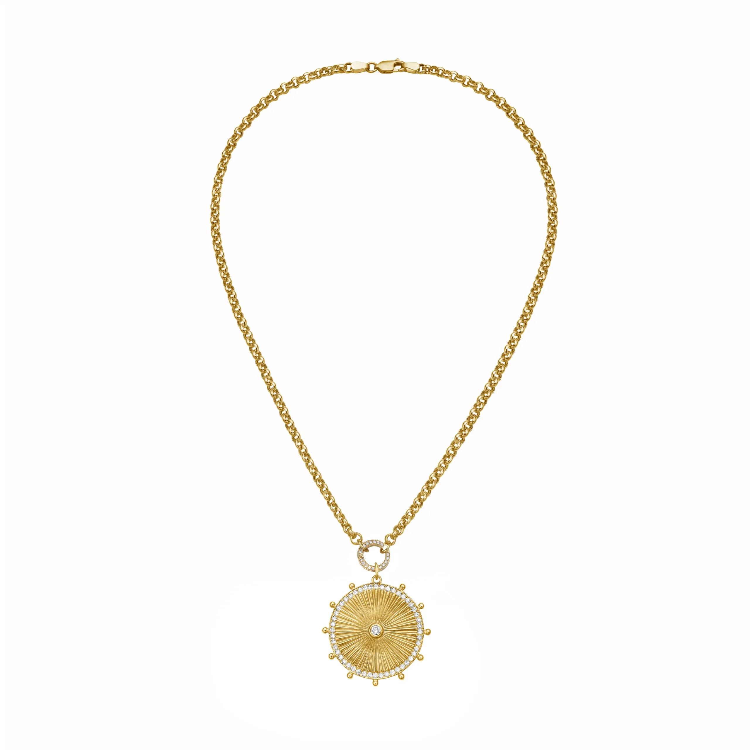 Lionheart - Cassandane - Large Diamond Sun Medallion, Yellow Gold