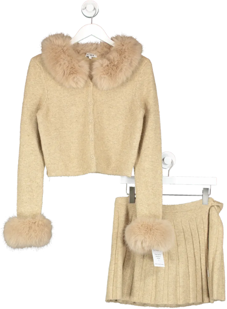 Loba Brown Nili Faux Fur Sweater & Nili Wrap Skirt Uk M UK S