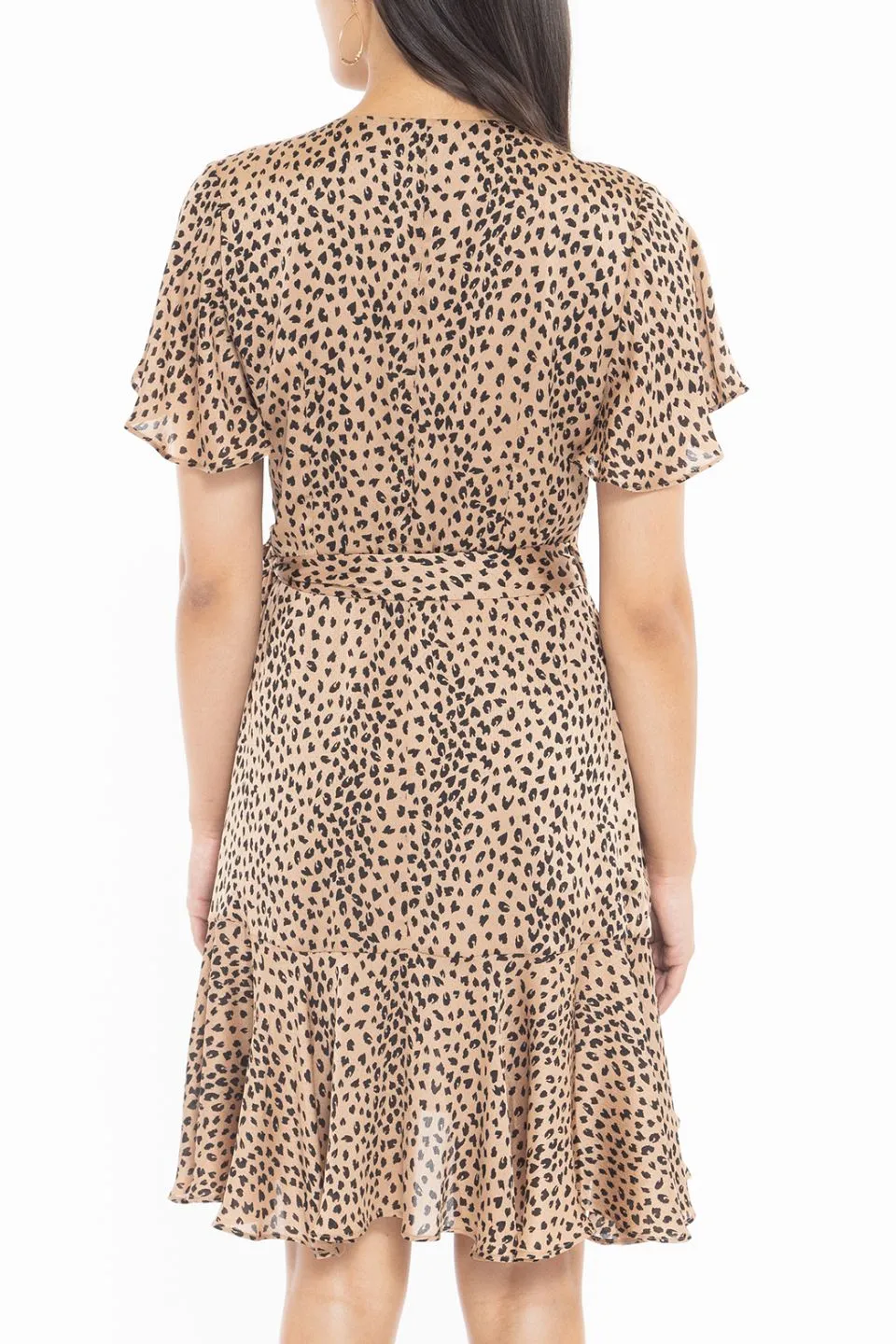 Loving Caramel Mini Leopard SS Wrap Mini Dress