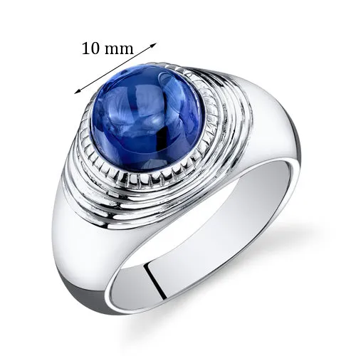 Mens 6.5 cts Sapphire Sterling Silver Ring Size 10