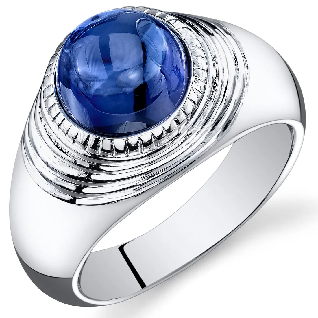 Mens 6.5 cts Sapphire Sterling Silver Ring Size 10