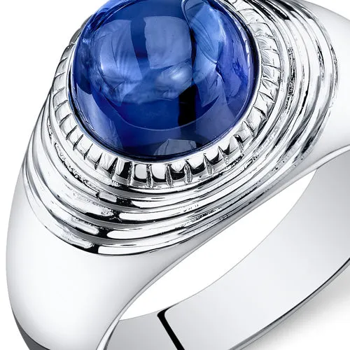 Mens 6.5 cts Sapphire Sterling Silver Ring Size 10