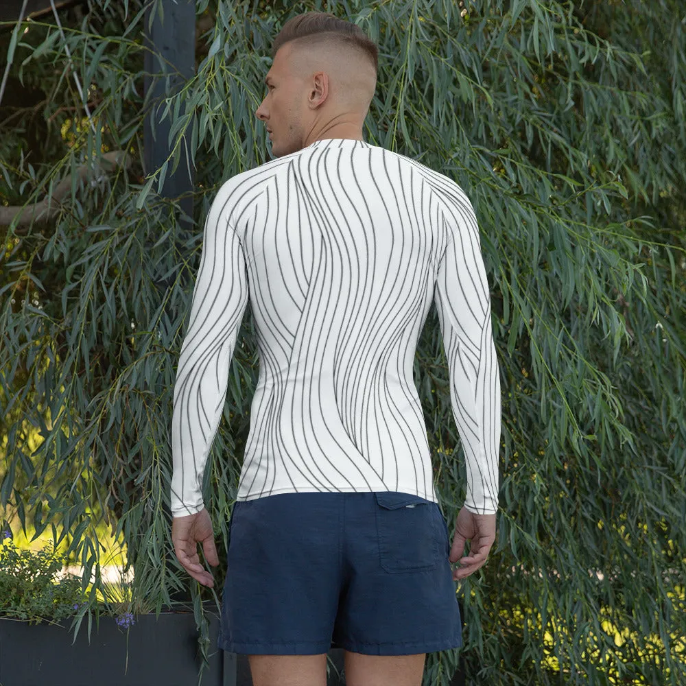 Men's White and Black Rash Guard