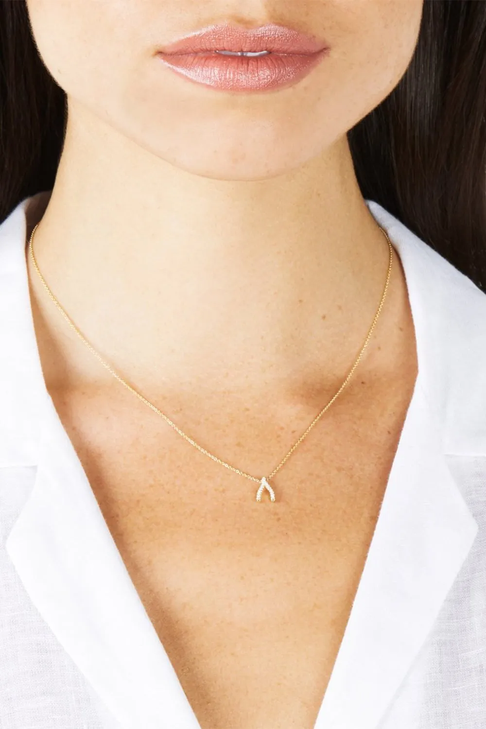 Mini Diamond Wishbone Necklace