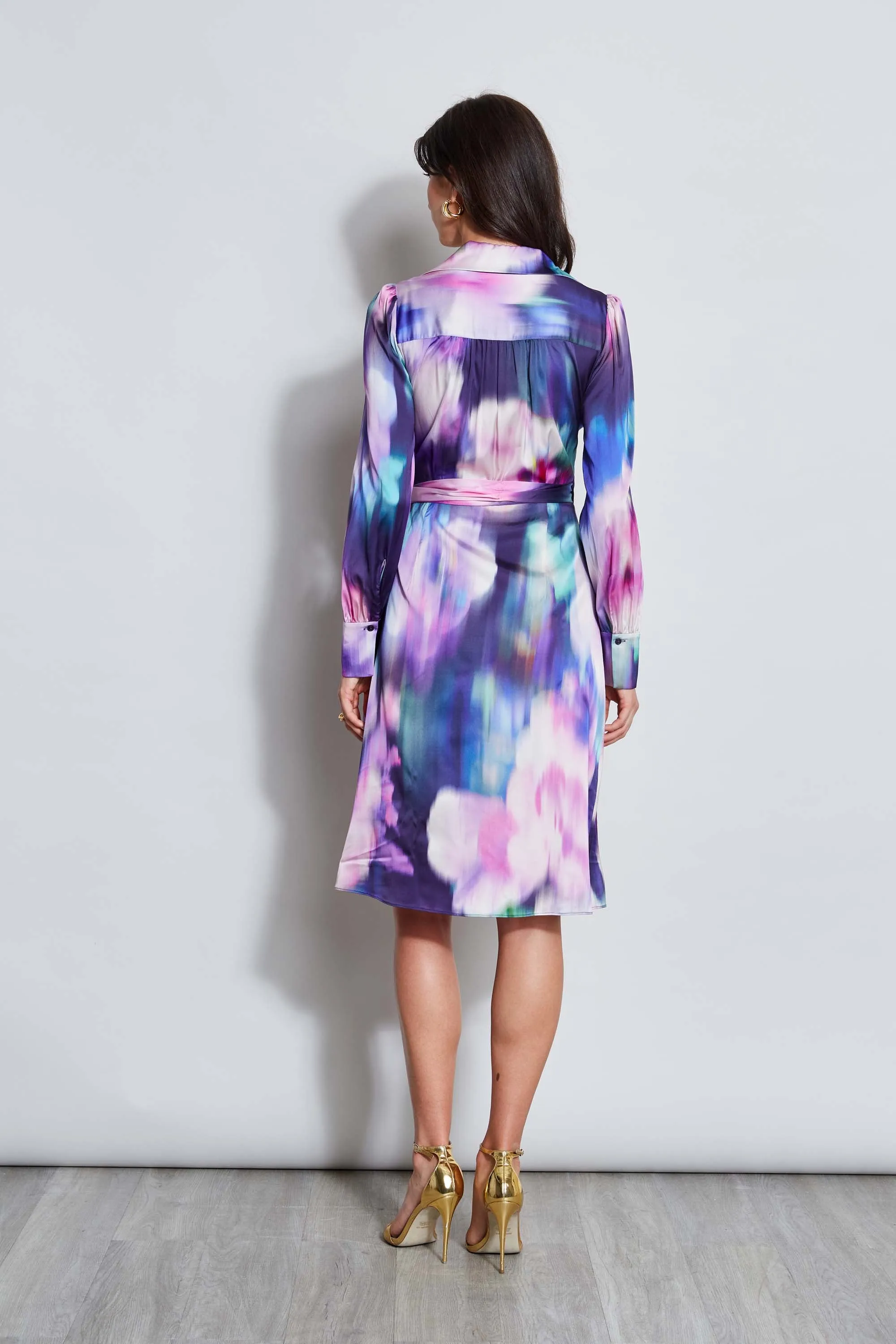 Moire Floral Wrap Dress