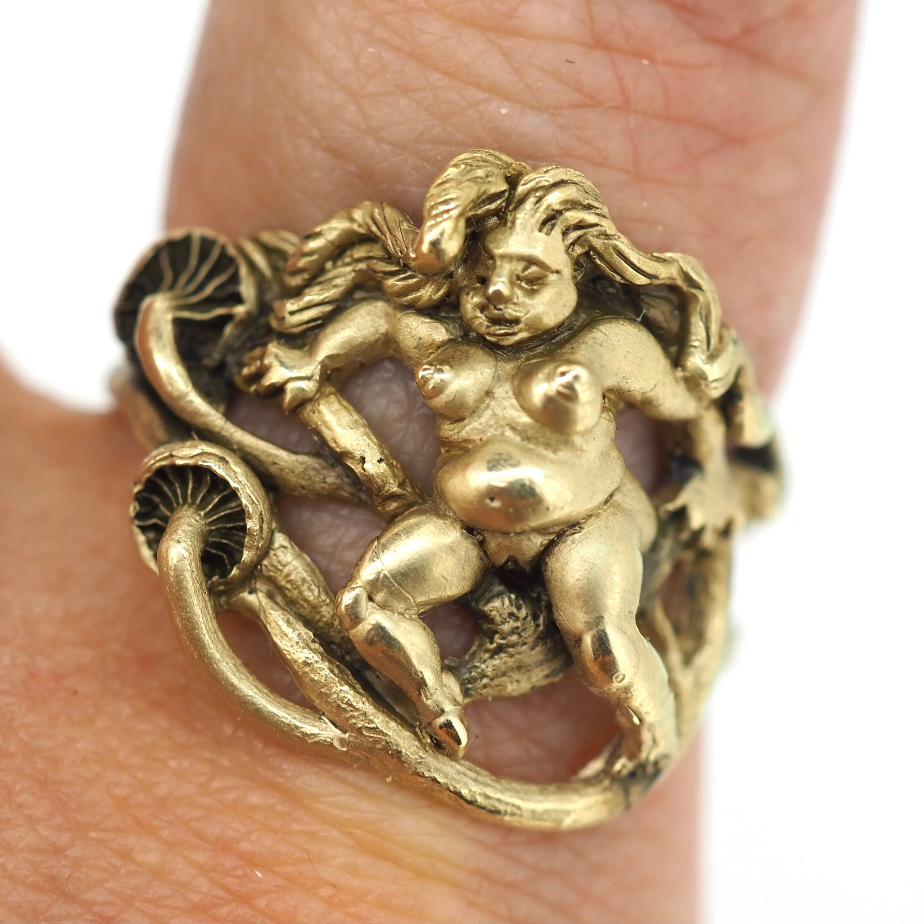 Mushroom nudie ring In 10k gold