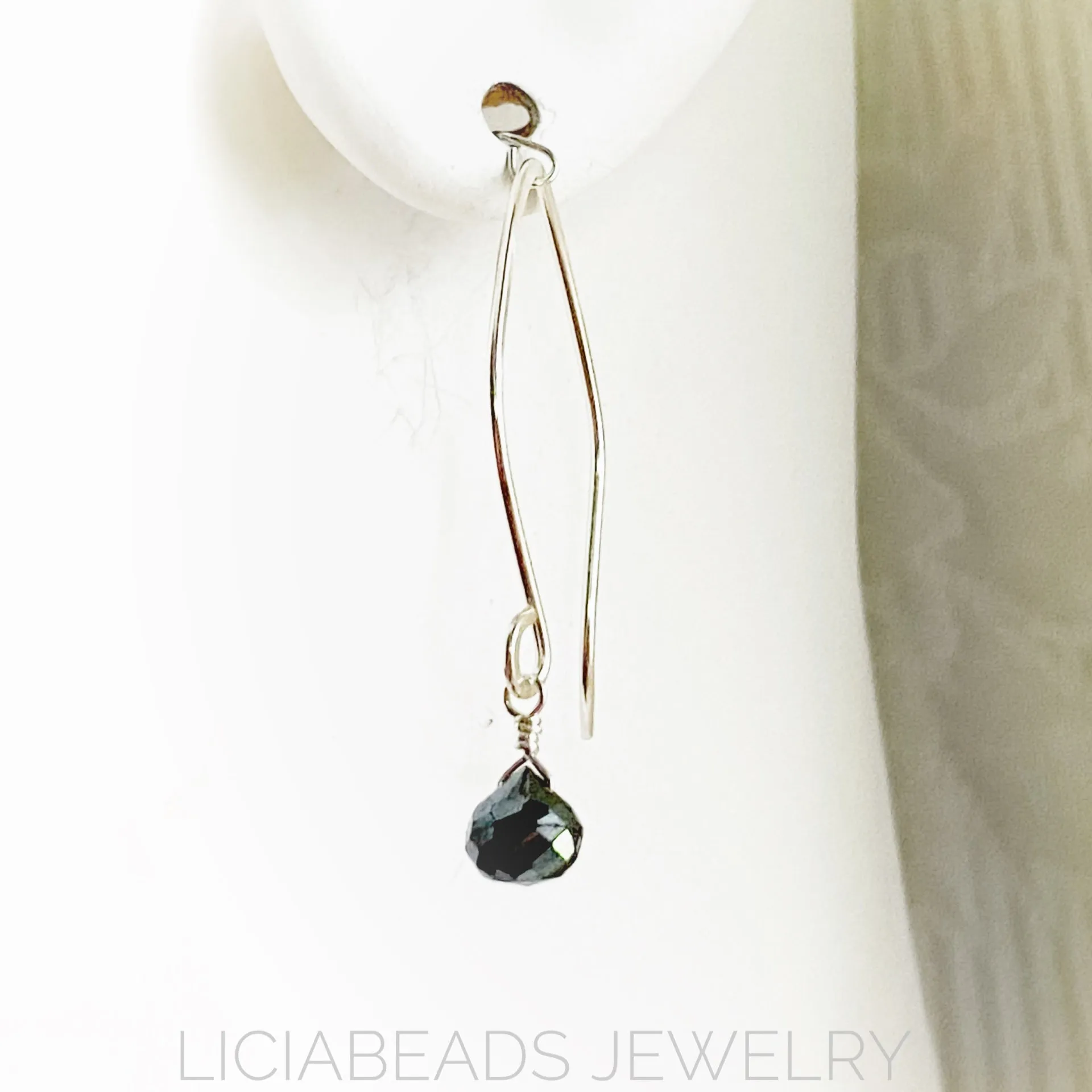 Mystic black spinel and sterling silver earrings