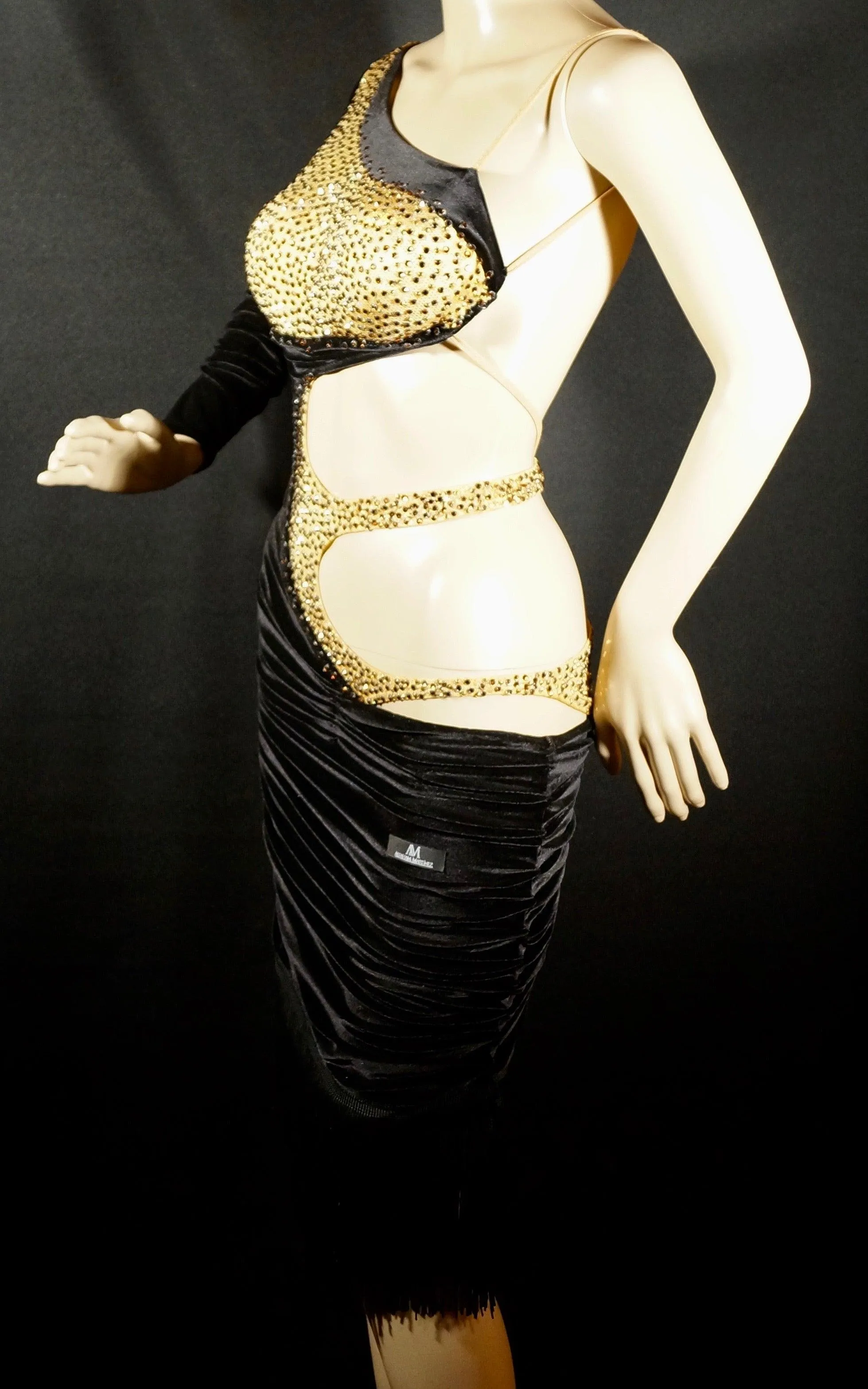 New Abraham Martinez Black & Gold Latin Dress