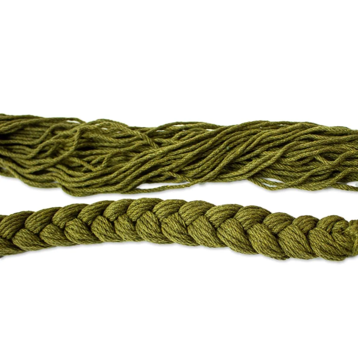 Novica Cascade In Olive Cotton Rope Hammock (Triple)