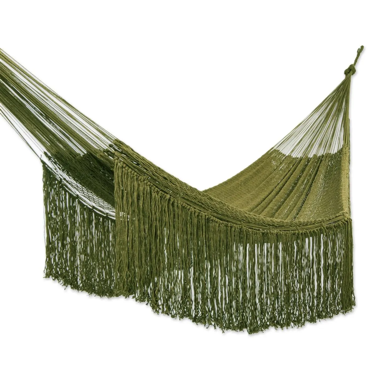 Novica Cascade In Olive Cotton Rope Hammock (Triple)