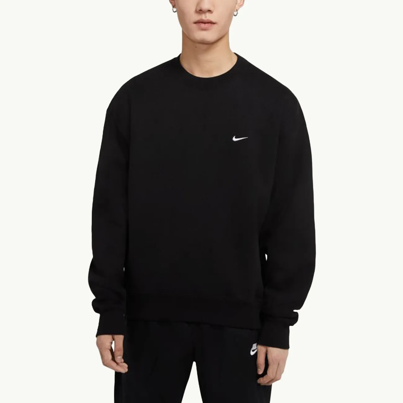 NRG Soloswoosh Fleece Crew - Black/White