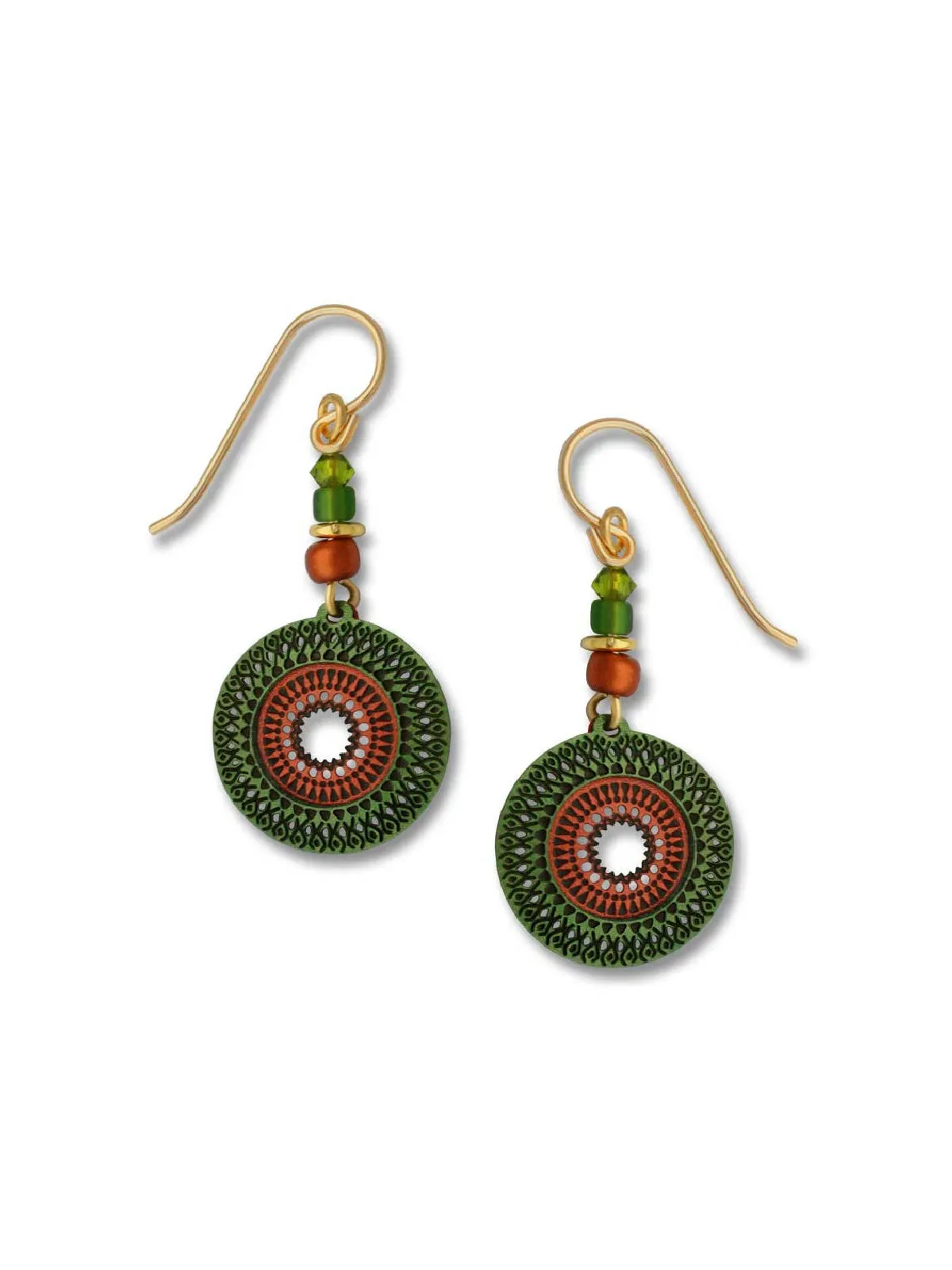 Olive and Copper Discs Earrings by Adajio