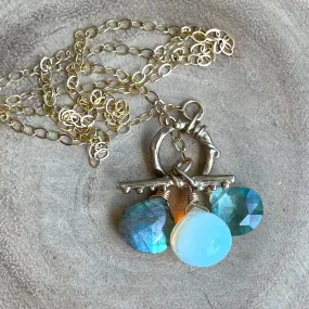 Opalite Trio Toggle Necklace, OOAK