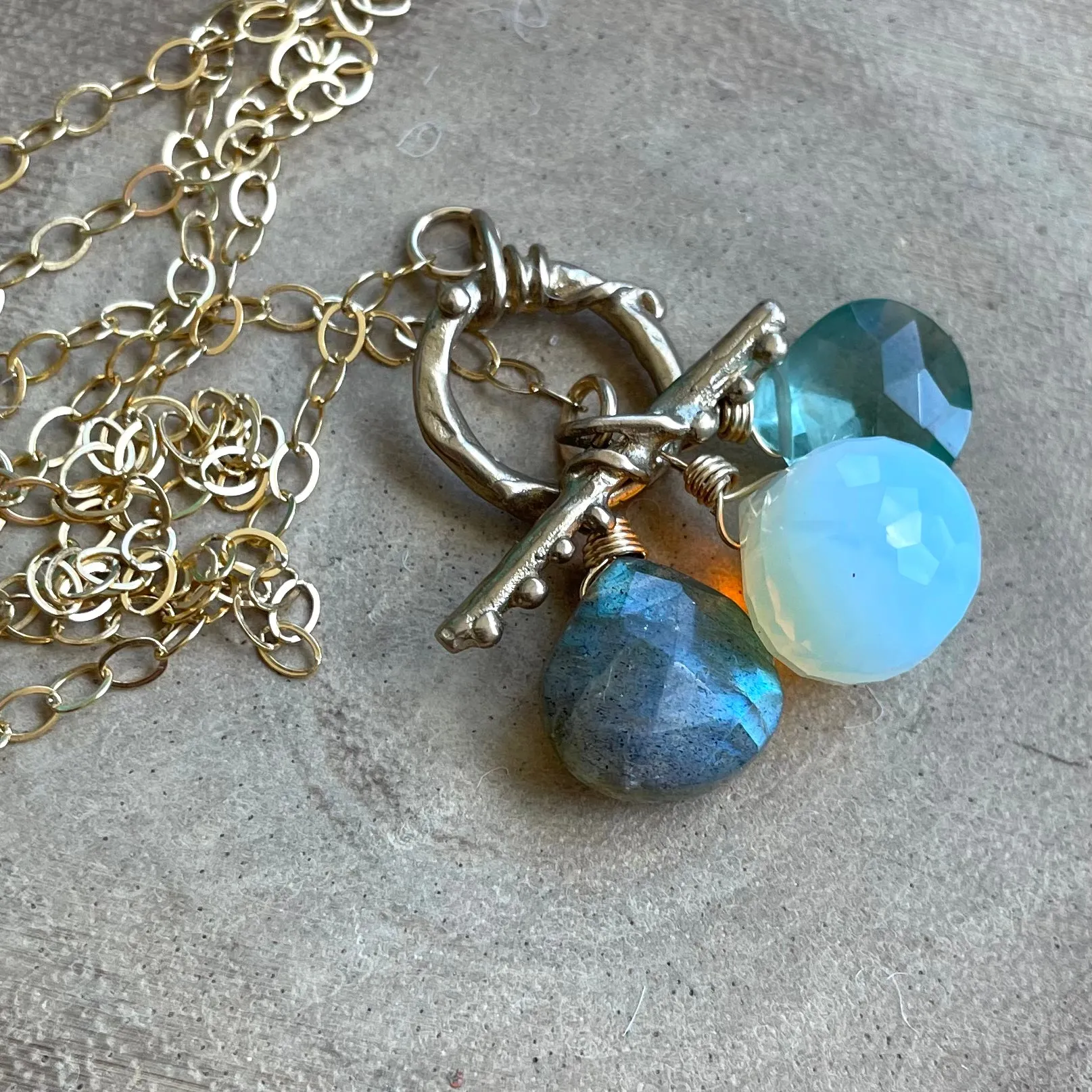 Opalite Trio Toggle Necklace, OOAK