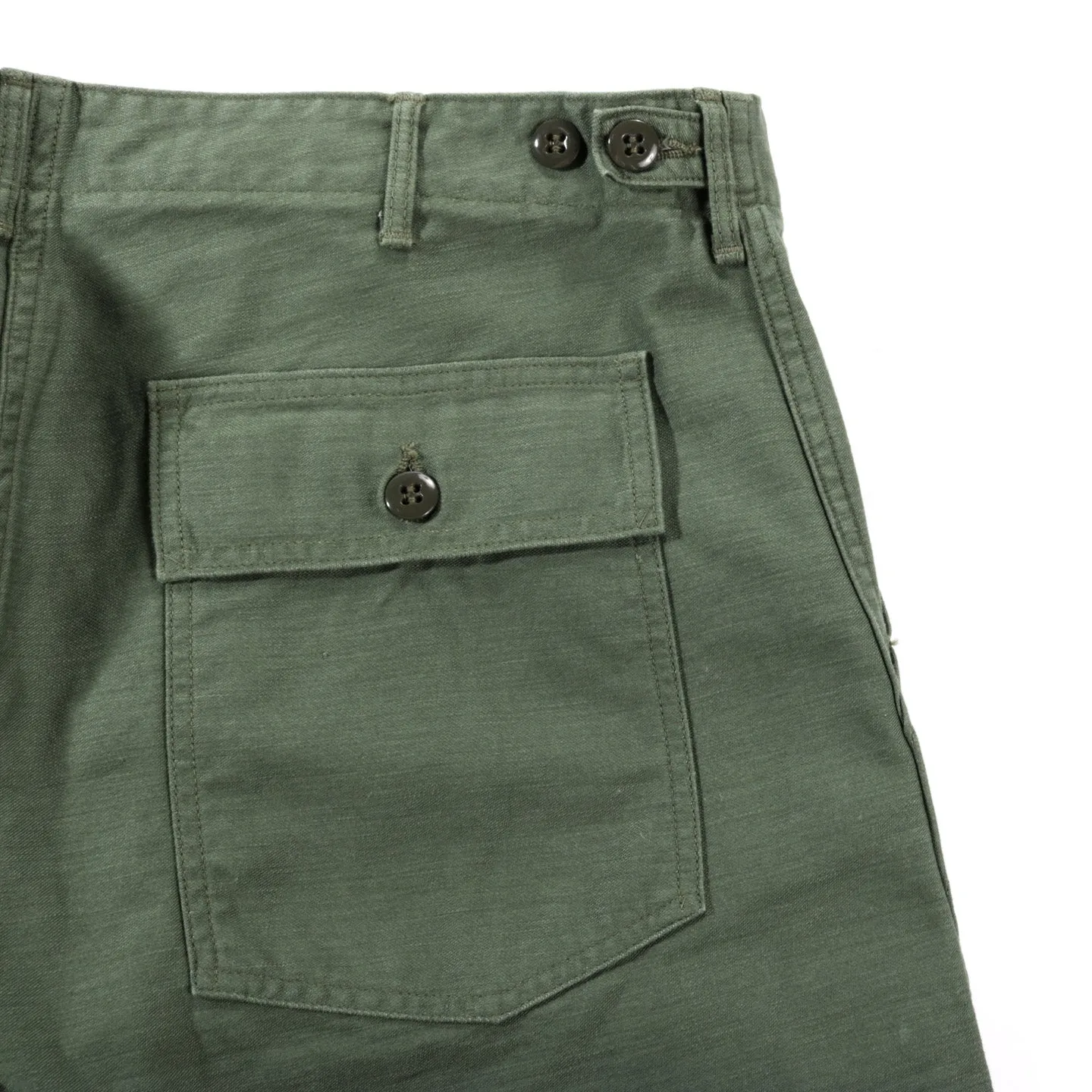 ORSLOW SLIM FIT FATIGUE PANTS GREEN REVERSE SATEEN