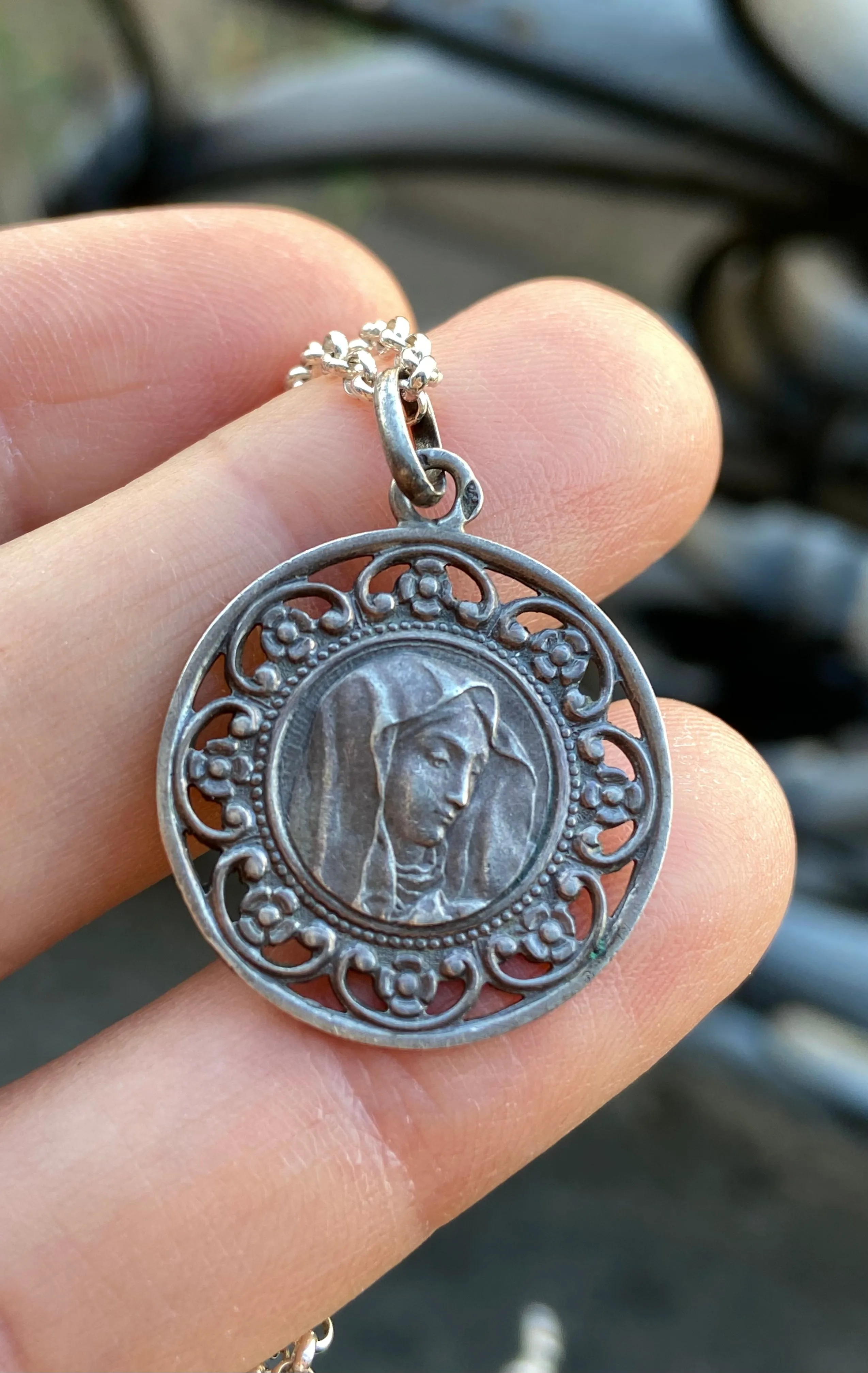 Our Lady of Sorrows Medal Pendant, Antique French