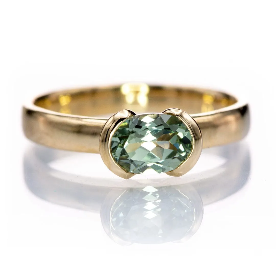 Oval Cut Lab Created Green Sapphire Gemstone