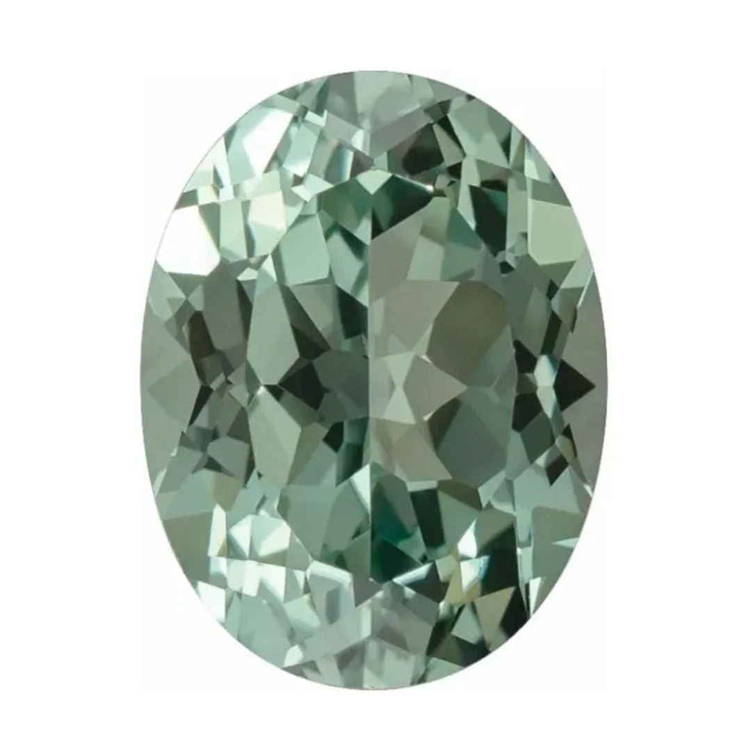 Oval Cut Lab Created Green Sapphire Gemstone