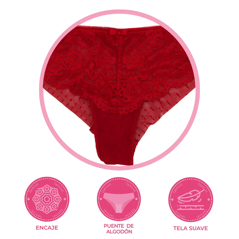 Panty coordinable corte cachetero con encaje  74422 Lady Carnival