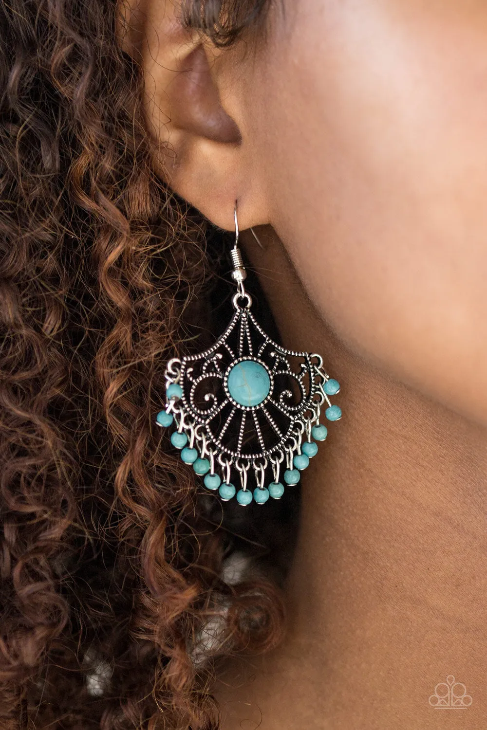 Paparazzi Stone Lagoon Blue Earrings