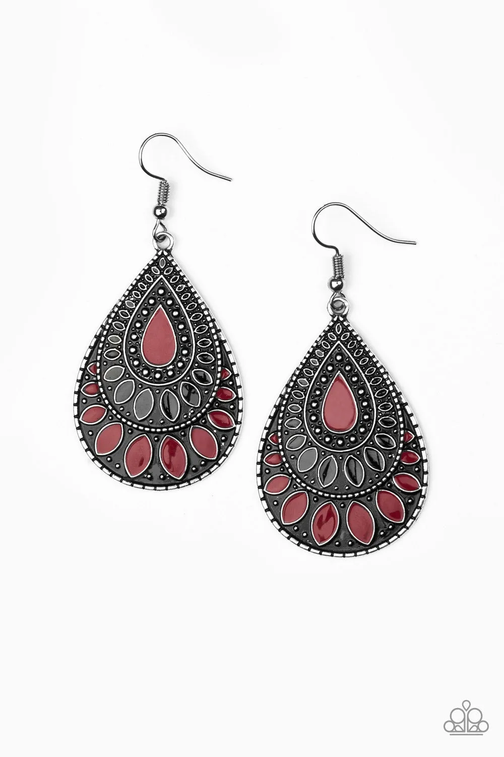 Paparazzi Westside Wildside Red Earrings