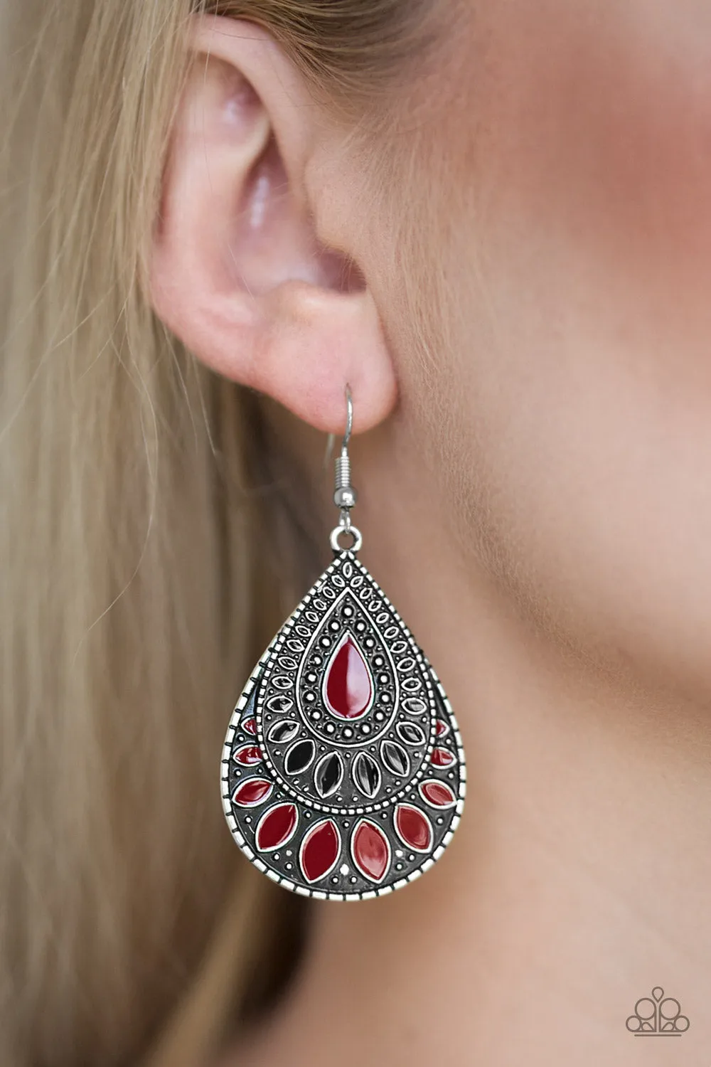 Paparazzi Westside Wildside Red Earrings