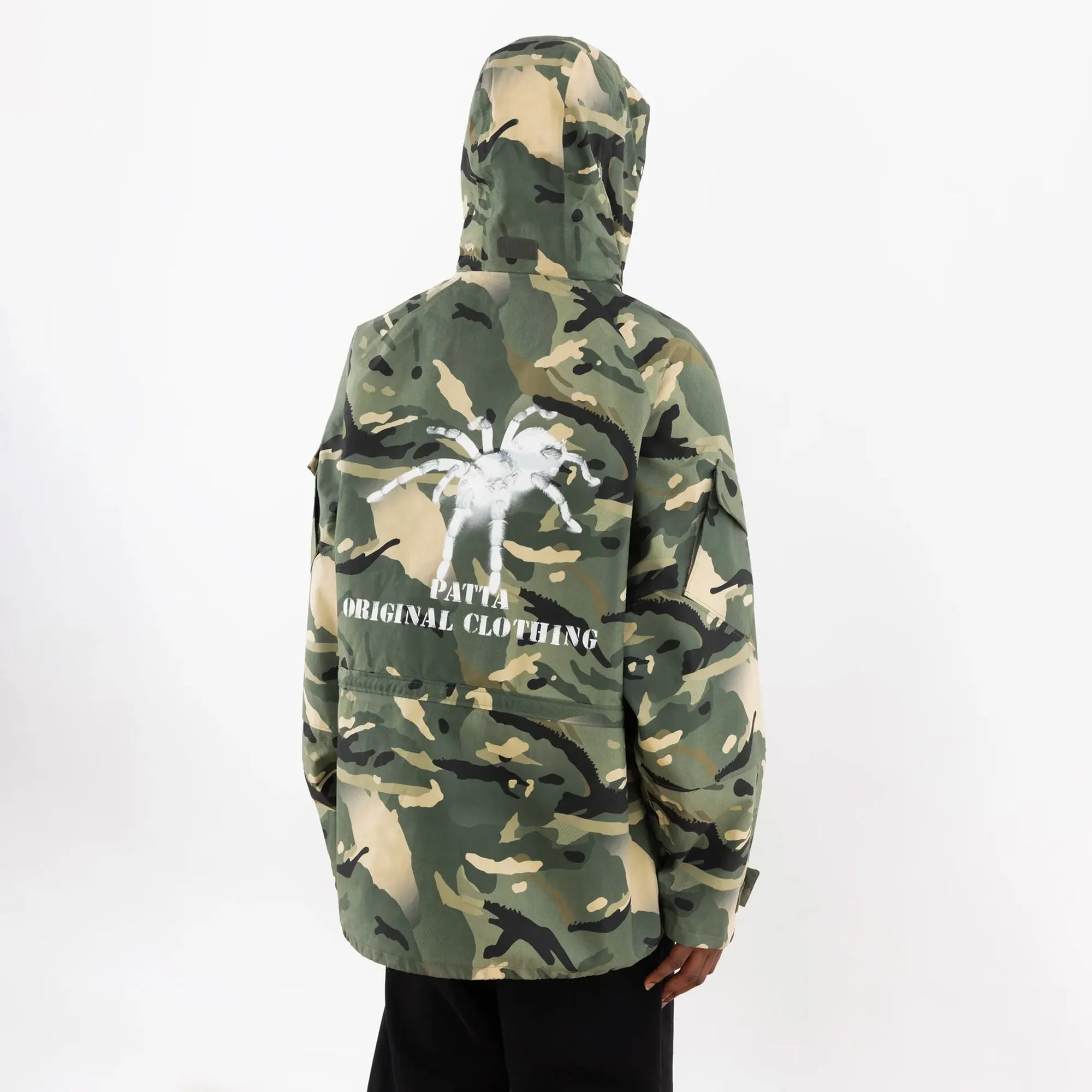 Patta Mens Spray Camo Nylon Tactical Parka