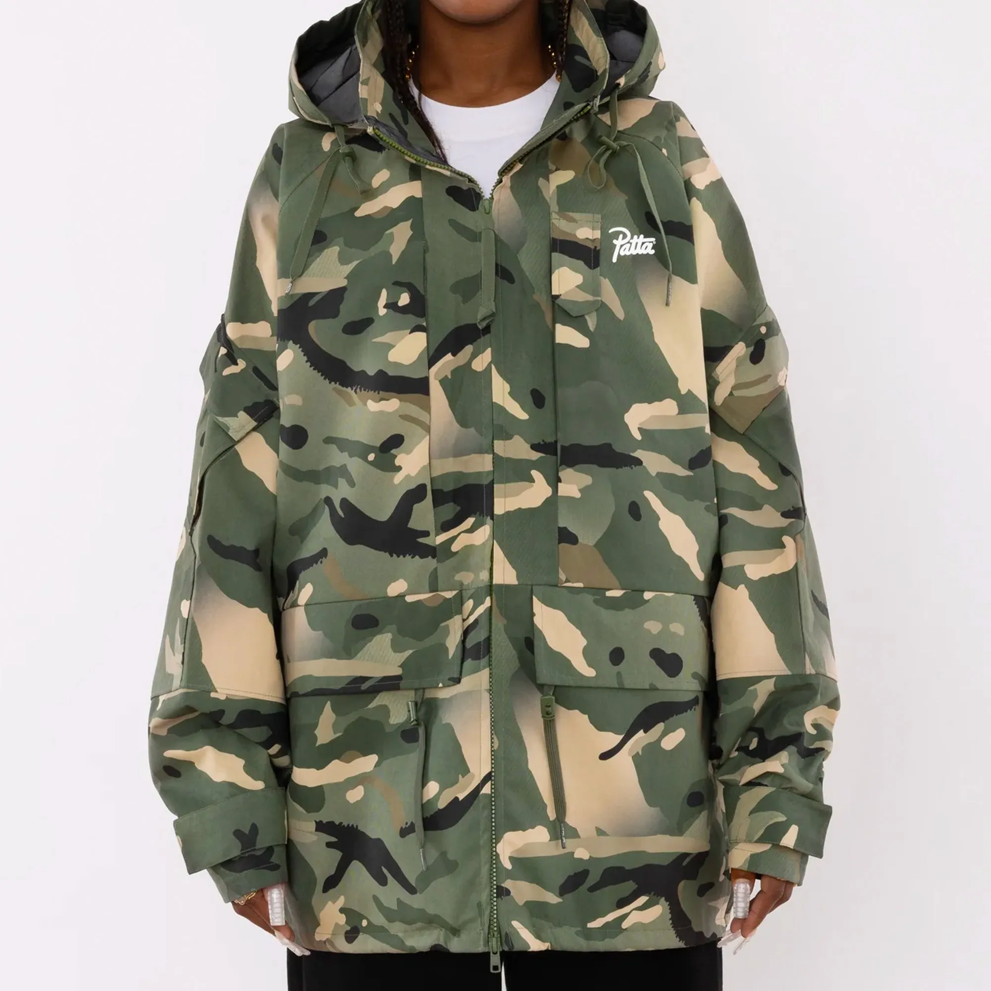 Patta Mens Spray Camo Nylon Tactical Parka