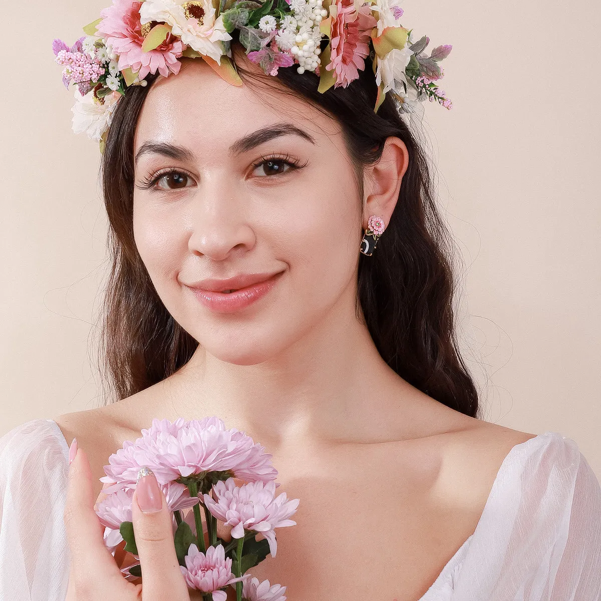 Pink Peony Earrings